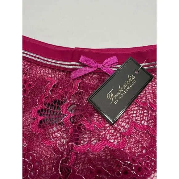 NEW Frederick's of Hollywood Caroline Lace Panty Size S Fuchsia Pink NWT - Picture 3 of 7